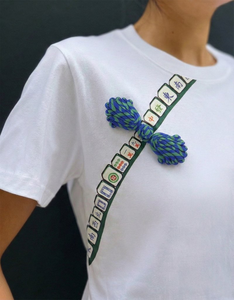 RIA 麻雀印花中式花钮 T 恤 (白色) - 女装 T 恤 - 棉．麻 白色