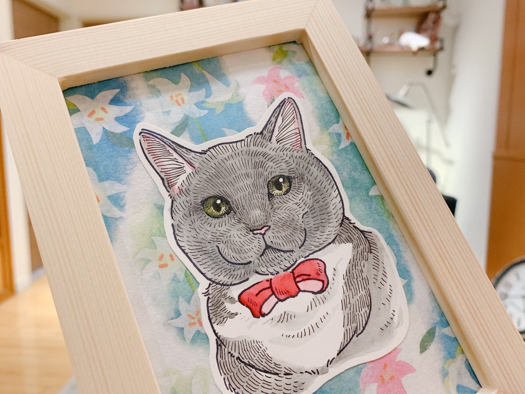 插画线条水彩 + 质感实木相框 | 订制 水彩 插画 手绘 似颜绘 线 - 订制画像 - 纸 