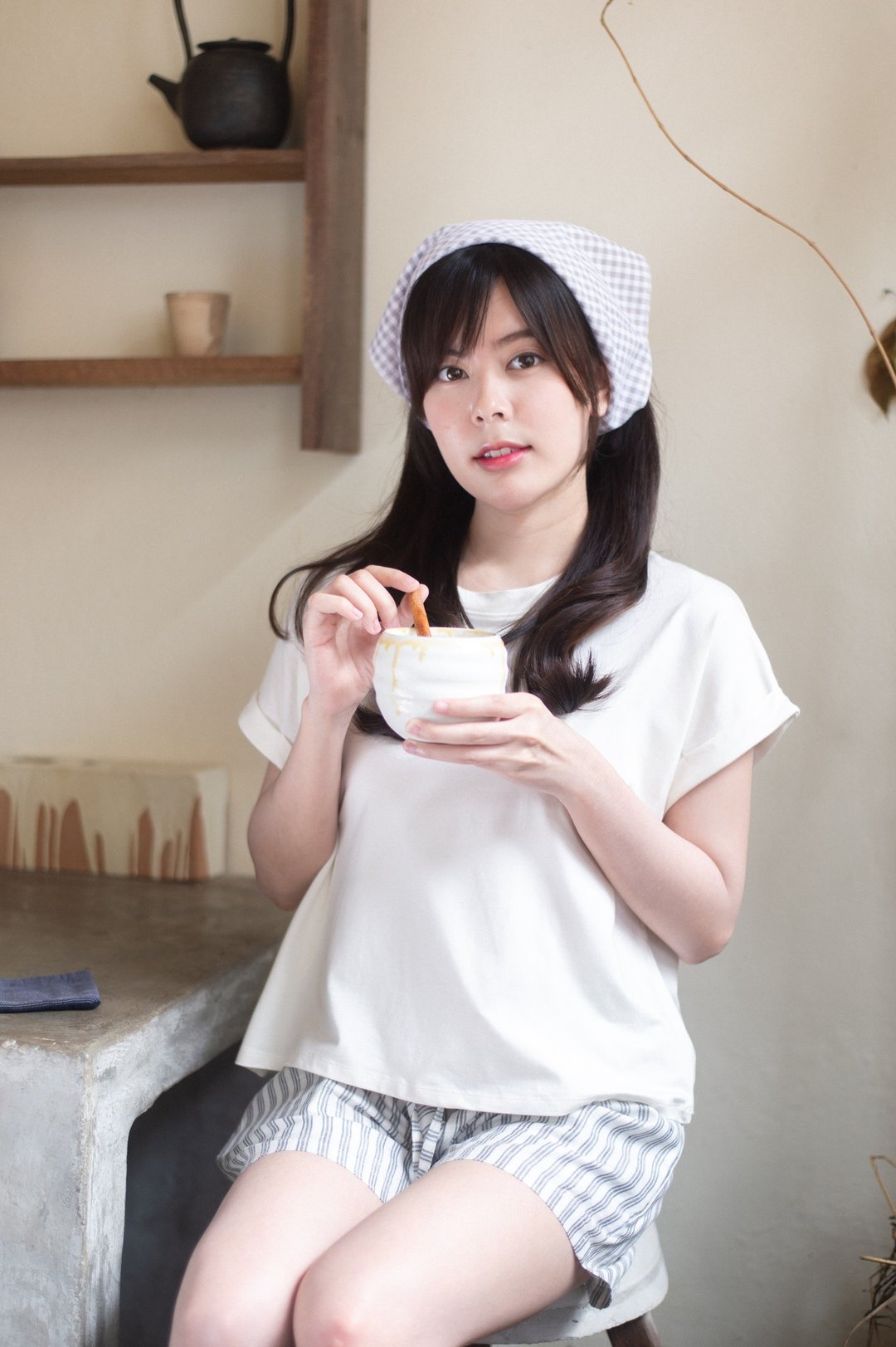 Basic T-shirt (Short sleeved)-Cream - 女装 T 恤 - 棉 白色