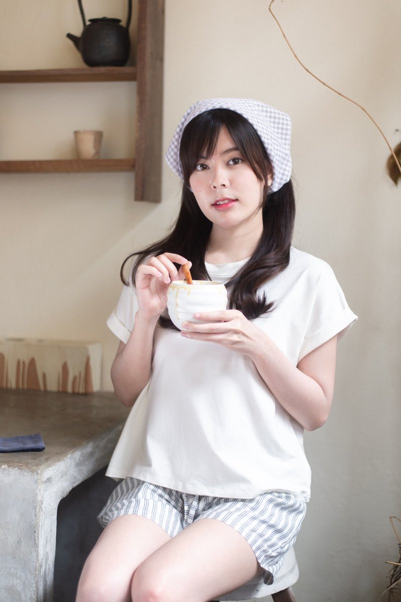 Basic T-shirt (Short sleeved)-Cream - 女装 T 恤 - 棉．麻 白色
