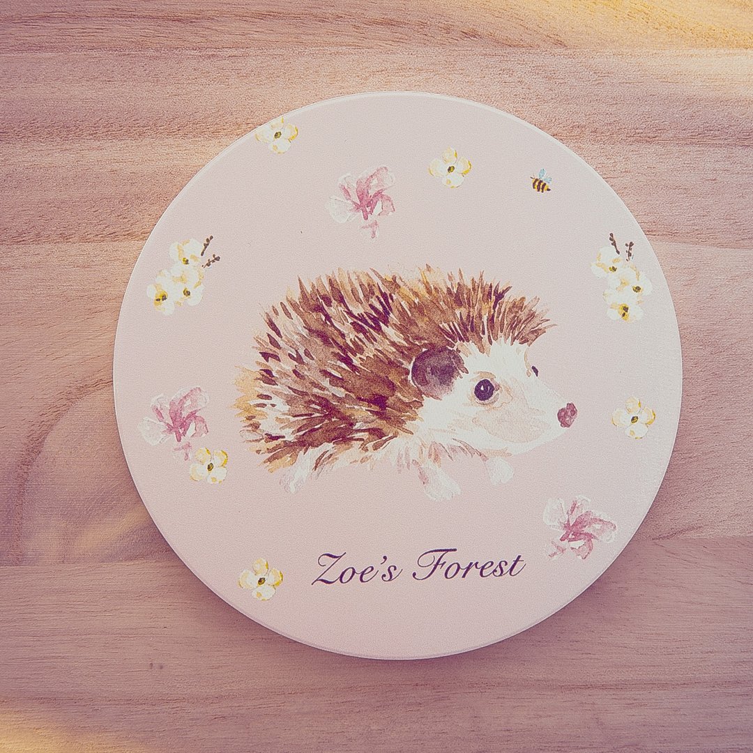 Zoe's forest 粉红刺猬陶瓷杯垫 - 杯垫 - 瓷 粉红色