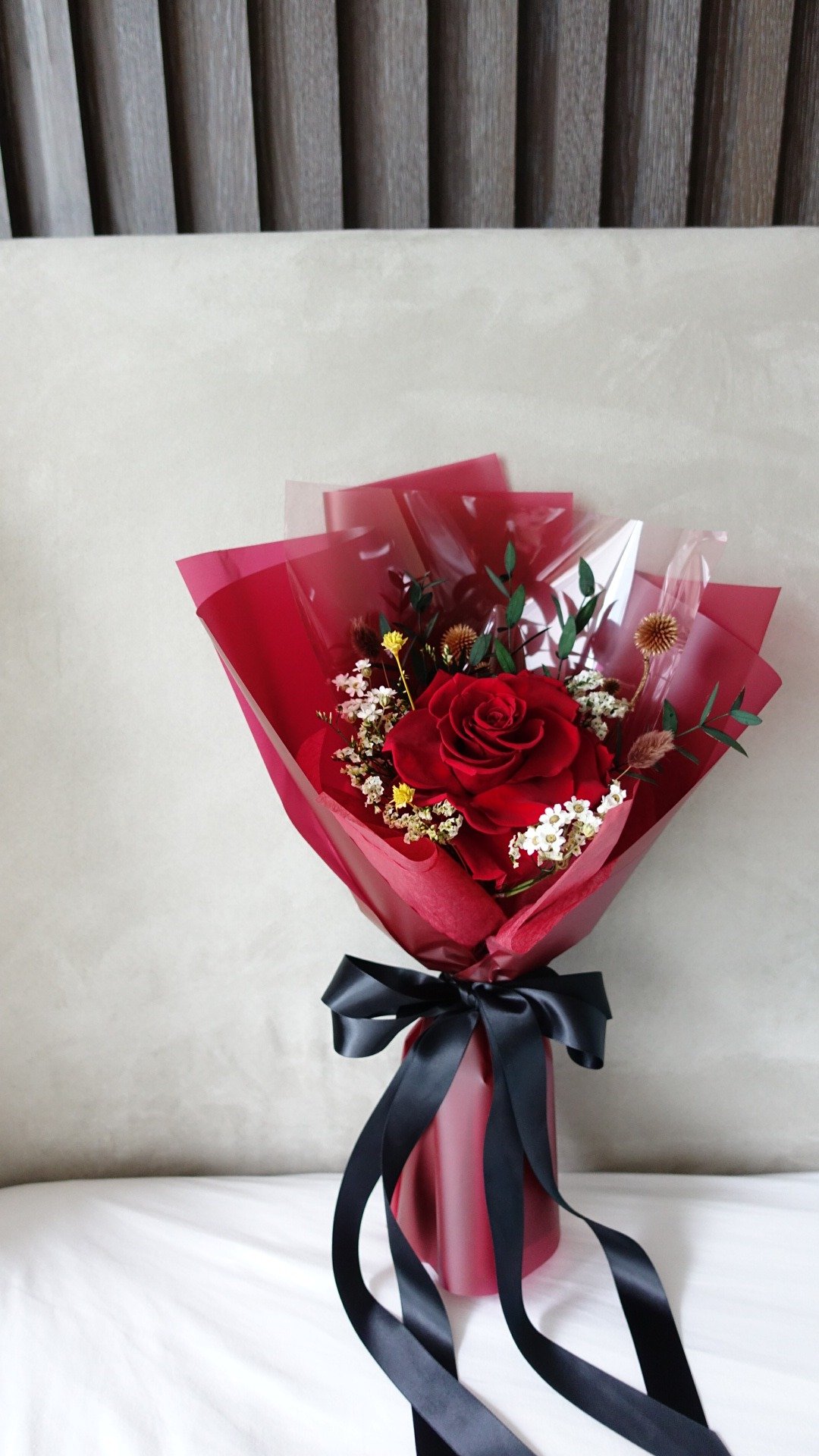 520 红丝绒玫瑰 永生花 生日花束 情人节花束 母亲节花束 - 干燥花/捧花 - 植物．花 红色