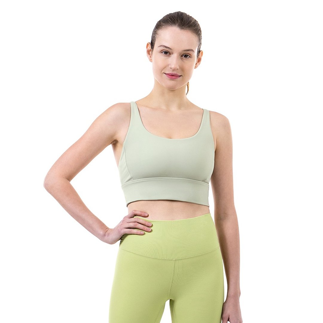 【NAMASTE】Amelia 蝶网美背短上衣 - 雾橄榄 - 女装运动内衣 - 尼龙 绿色