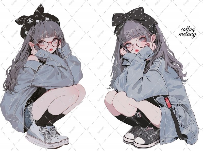 original sticker no.2400 人物贴纸 原创贴纸 原创人物贴纸 装饰贴纸 cotton melody - 贴纸 - 纸 