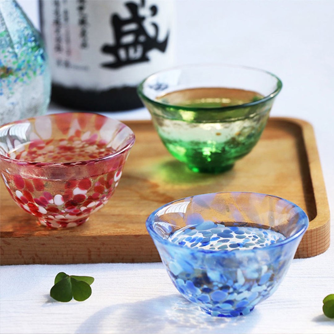 日本津轻 手作清酒杯50ml / 共3款 - 酒杯/酒器 - 玻璃 多色
