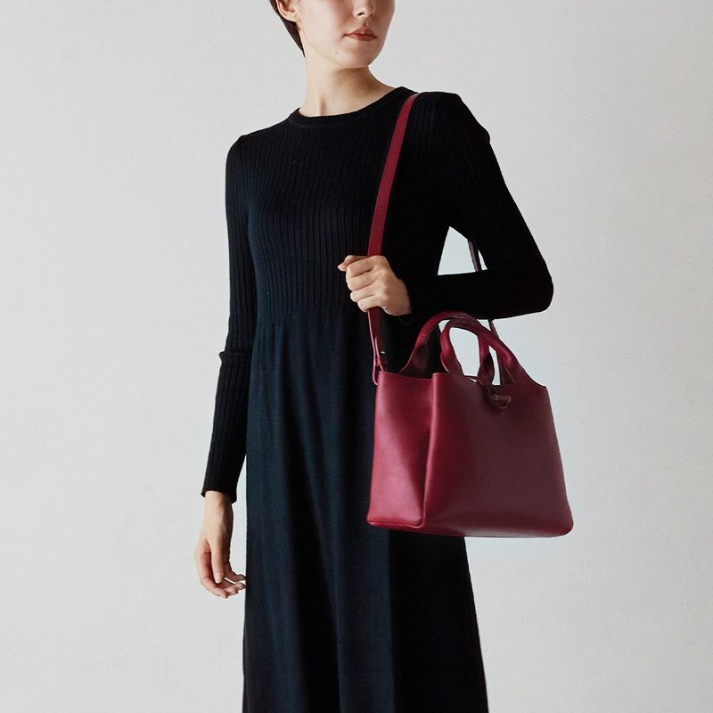 Sou 两用托特包 M-洋红色 - 手提包/手提袋 - 真皮 红色