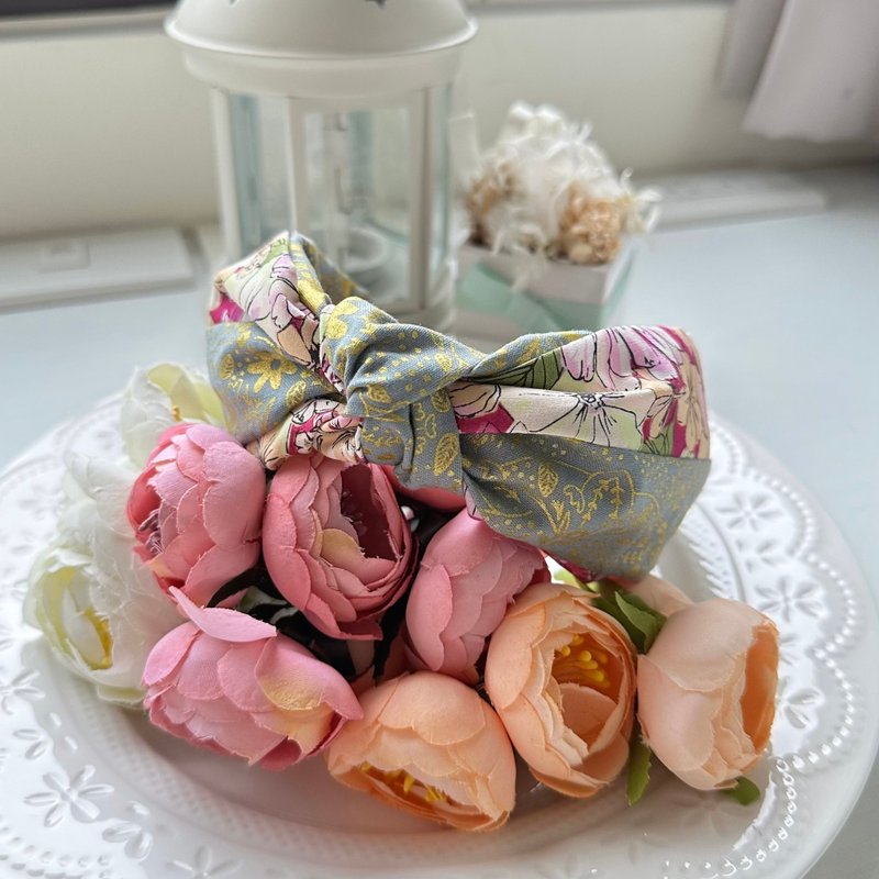 纯棉拼布绑结发箍头箍发饰-紫绿色 - 发饰 - 棉．麻 绿色