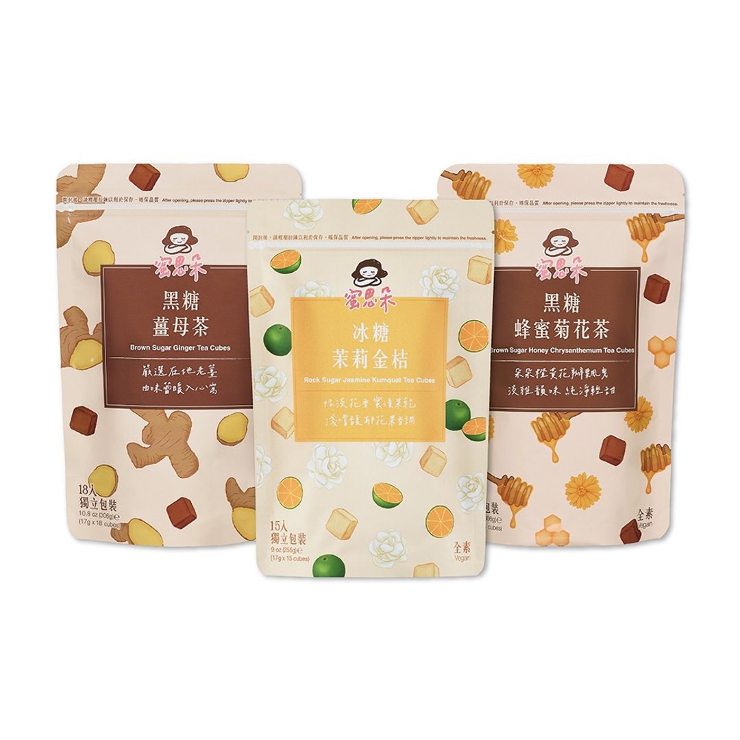 黑糖茶砖 幸孕呵护组 (茉莉金桔/姜母/蜂蜜菊花) - 蜂蜜/黑糖 - 其他材质 白色