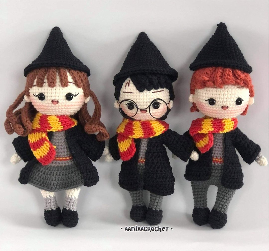 Wizard doll, Three Wizard dolls, Harry Potter, Amigurumi, Gift, Made to order - 玩偶/公仔 - 其他材质 多色