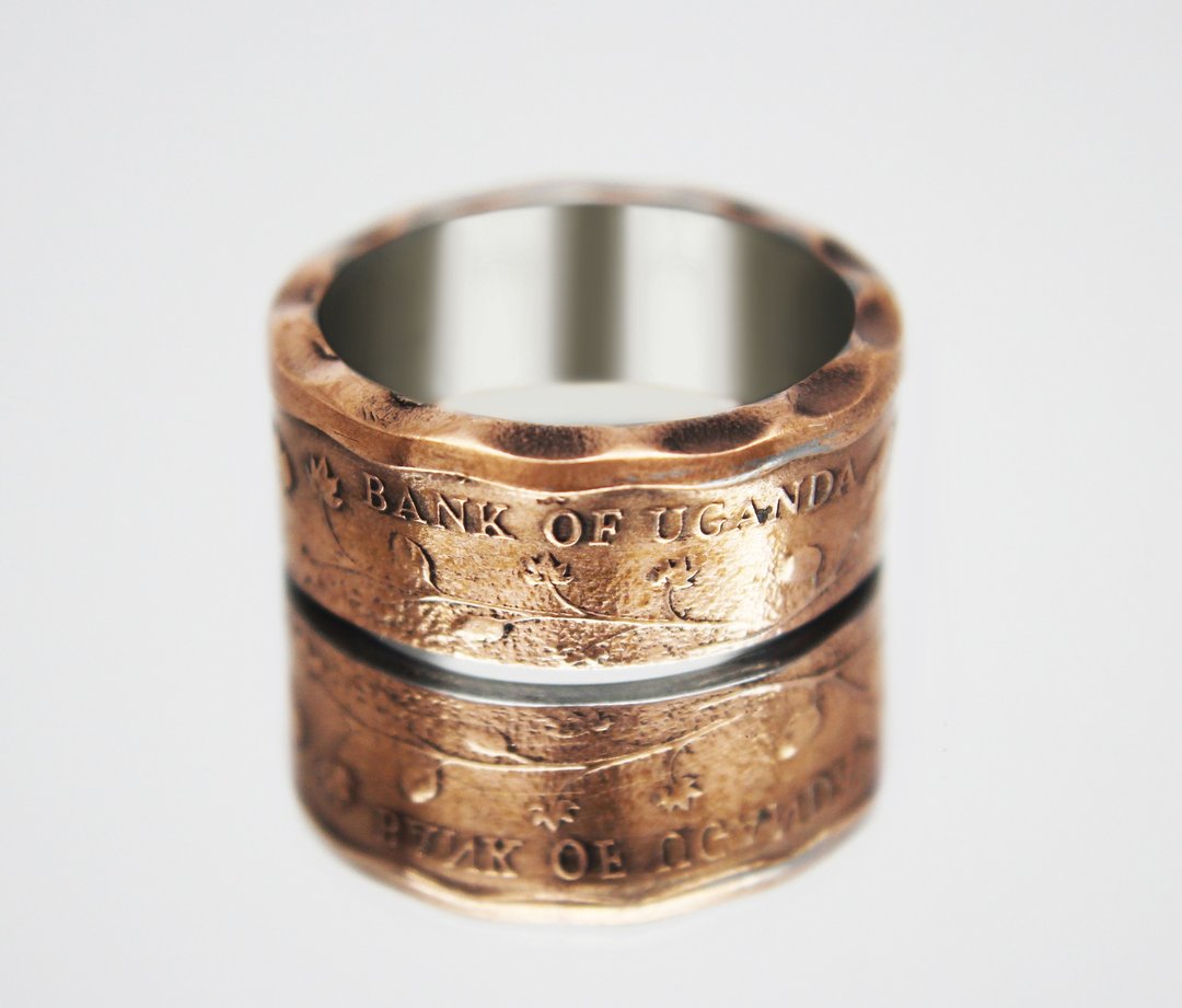 Uganda Coin Ring 2 Shillings 1987 coin rings for men coin rings for women - 戒指 - 其他金属 