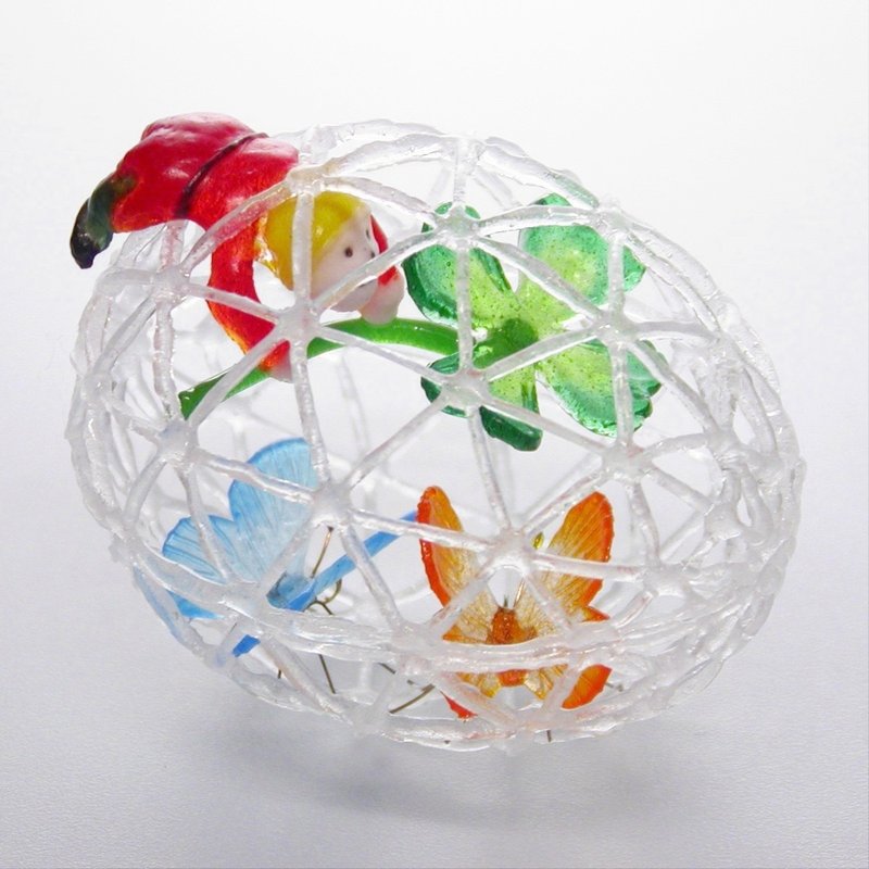 The story of a glass butterfly and a dwarf (clover) - 摆饰 - 玻璃 红色