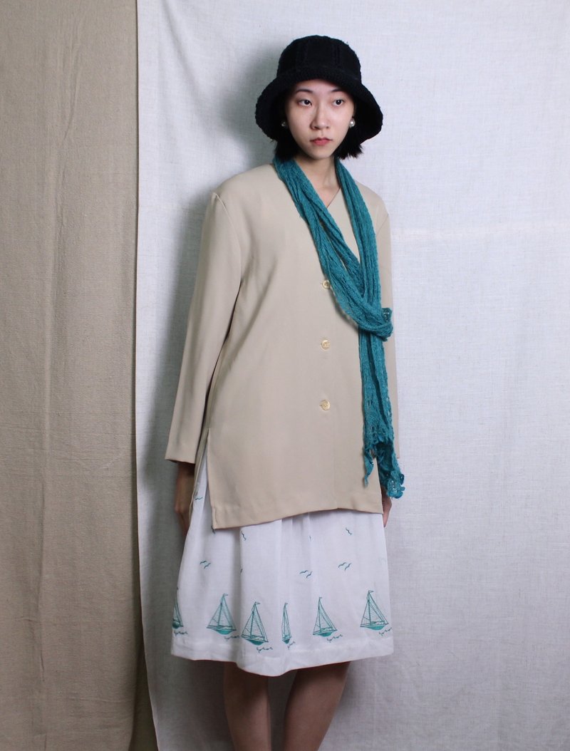 FOAK古着 80s裸肤色简约排扣外套 - 女装休闲/机能外套 - 其他材质 