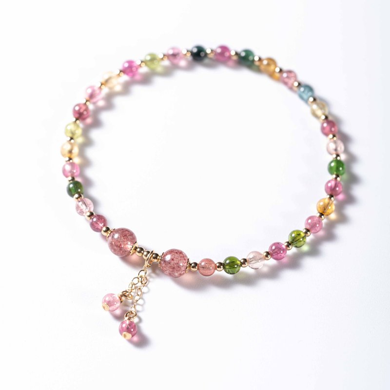 碧玺糖果色14KGF手链 | 彩色天然水晶手链礼物 - 手链/手环 - 水晶 多色