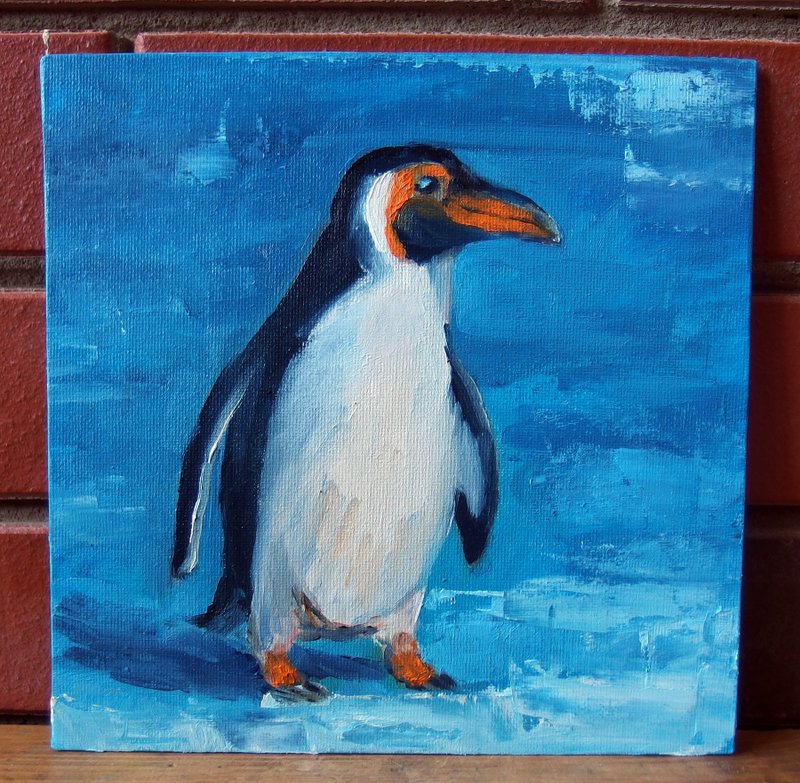 企鹅布面油画原创艺术品 - 墙贴/壁贴 - 其他材质 蓝色