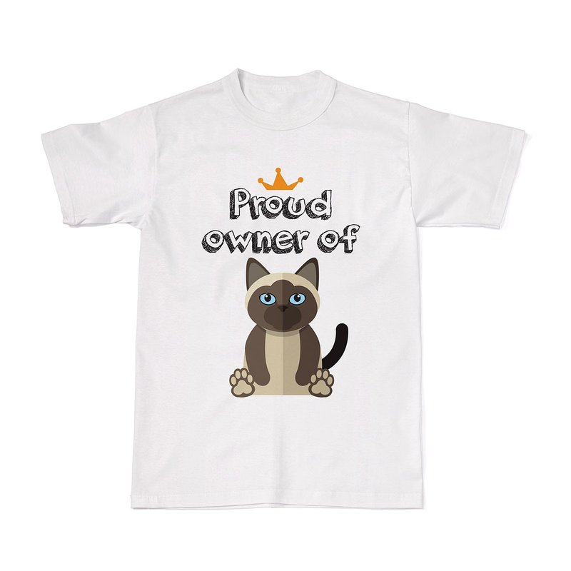 Proud Cat Owners Tees - Siamese Cat - 女装 T 恤 - 棉．麻 白色