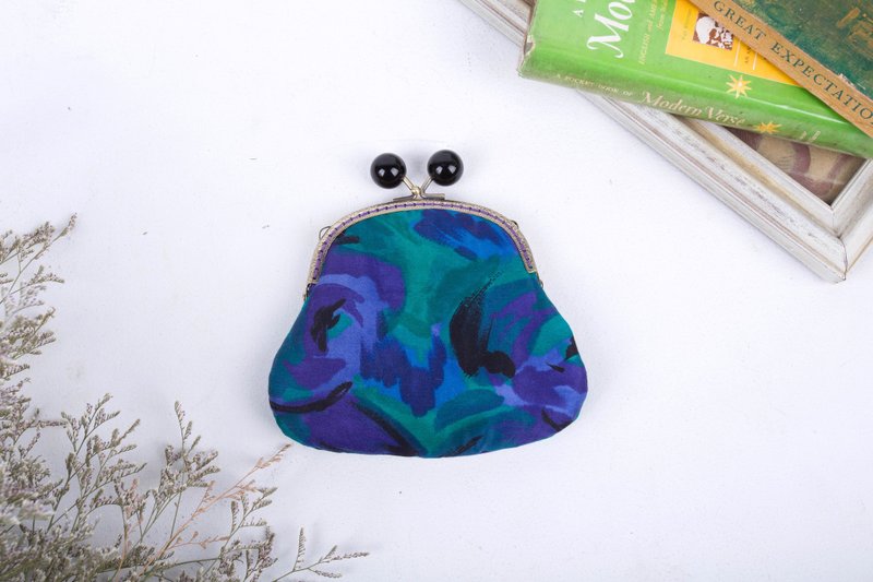 -喧嚣的孤独-口金包 钱包 小包 礼物 定制化 - 零钱包 - 棉．麻 蓝色