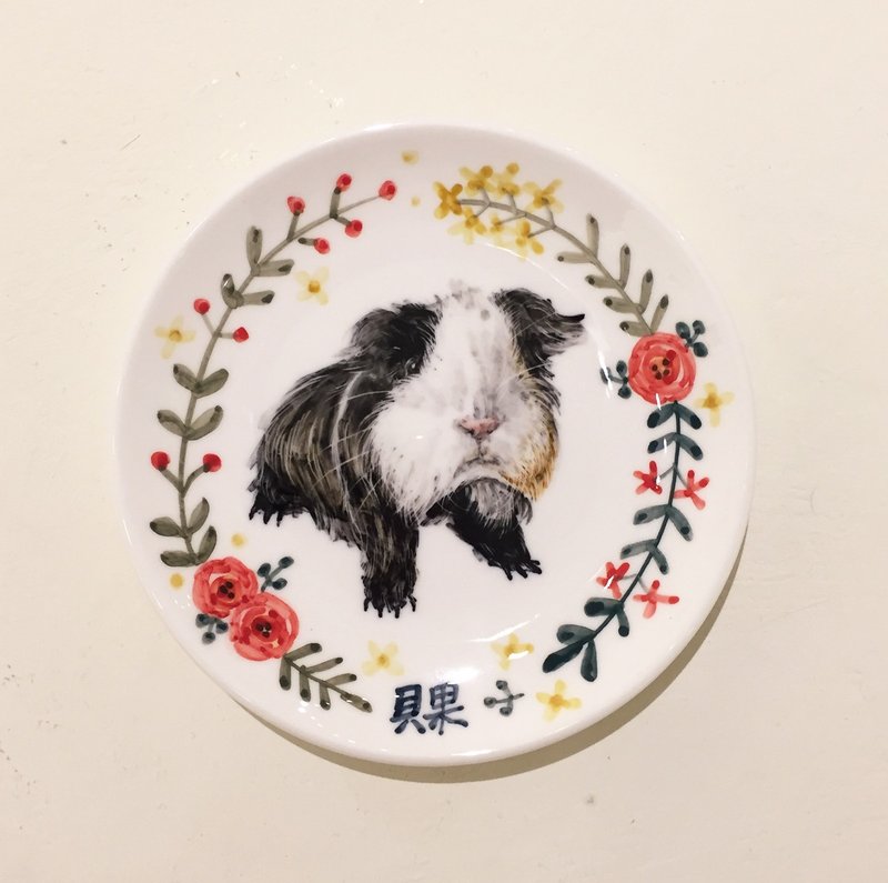 手绘5寸点心盘 小盘-订制专属图案 定制化 - 浅碟/小碟子 - 瓷 红色