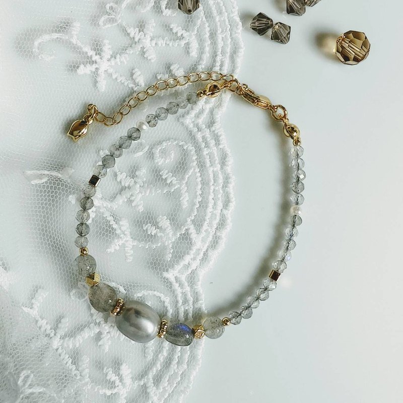 C.Lady晶女子。脉轮水晶系列－拉长石水晶手链 - 手链/手环 - 水晶 灰色