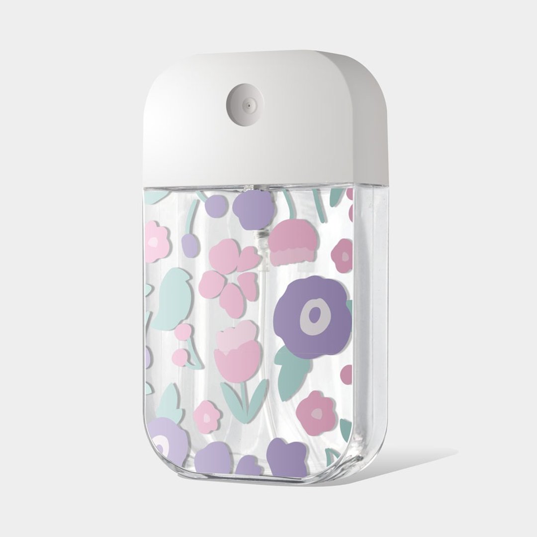 粉紫花 酒精瓶 防疫用品 收纳罐 分装 卡片式 PU025 - 收纳用品 - 塑料 粉红色