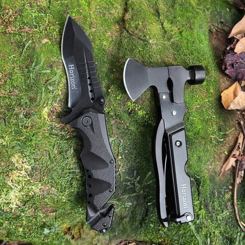 【Horizon 天际线】黑化野人野外求生刀斧工具组 - 露营用品 - 铝合金 