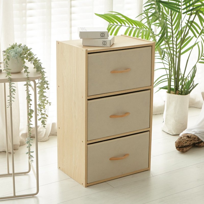 MIT日系简约三层抽屉收纳柜 - 收纳用品 - 木头 金色