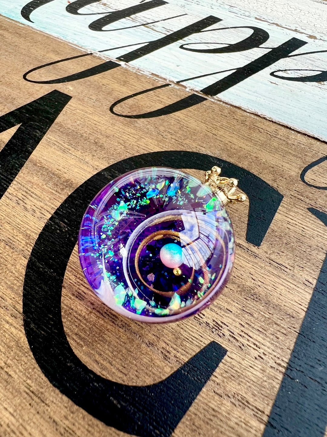 银河球树脂 28 毫米项链/钥匙链/物品 - 项链 - 树脂 紫色