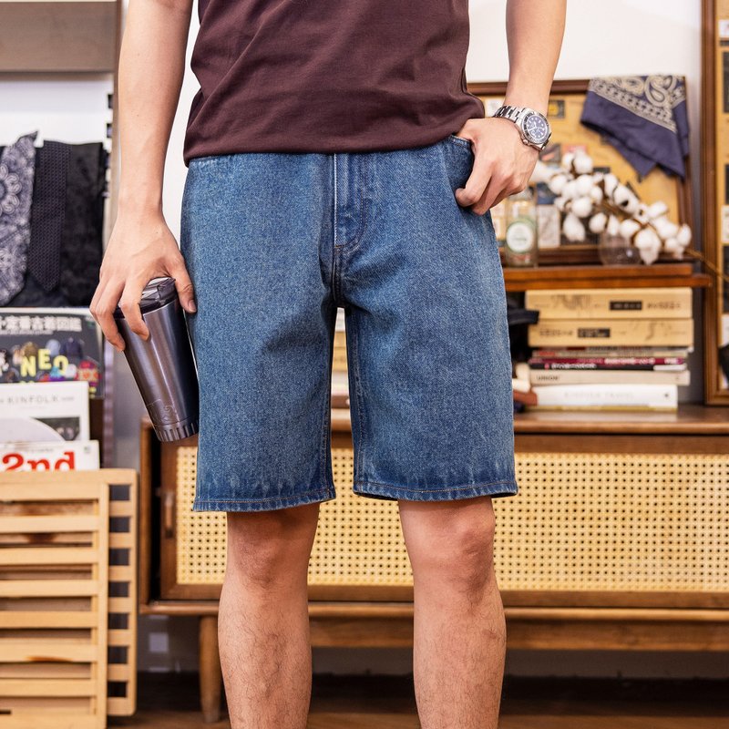 牛仔短裤 丹宁 工装 短裤 15oz B26 - 男士短裤 - 棉．麻 蓝色