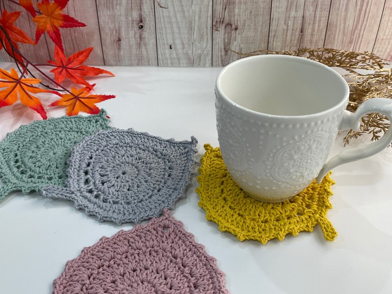 手工编织 叶片杯垫 - 杯垫 - 棉．麻 多色