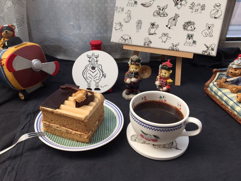 Q Family 原创陶瓷吸水杯垫 - 斑马 - 杯垫 - 陶 白色