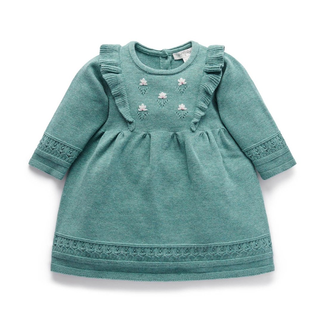 澳洲Purebaby有机棉女童针织洋装/裙子12M-5T  湖水绿 - 童装裙 - 棉 