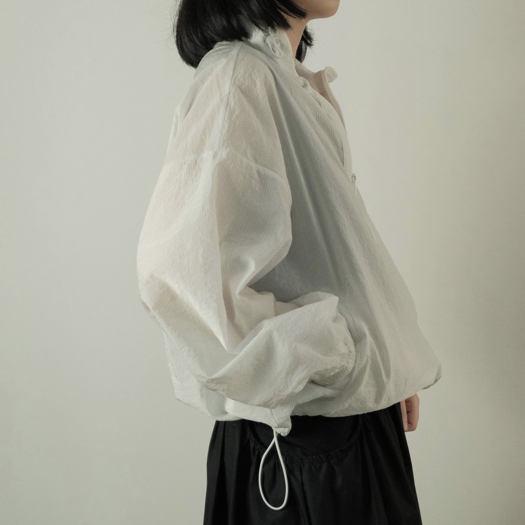 夏秋运动抽绳套头防晒衫外套 - 女装上衣 - 其他材质 白色