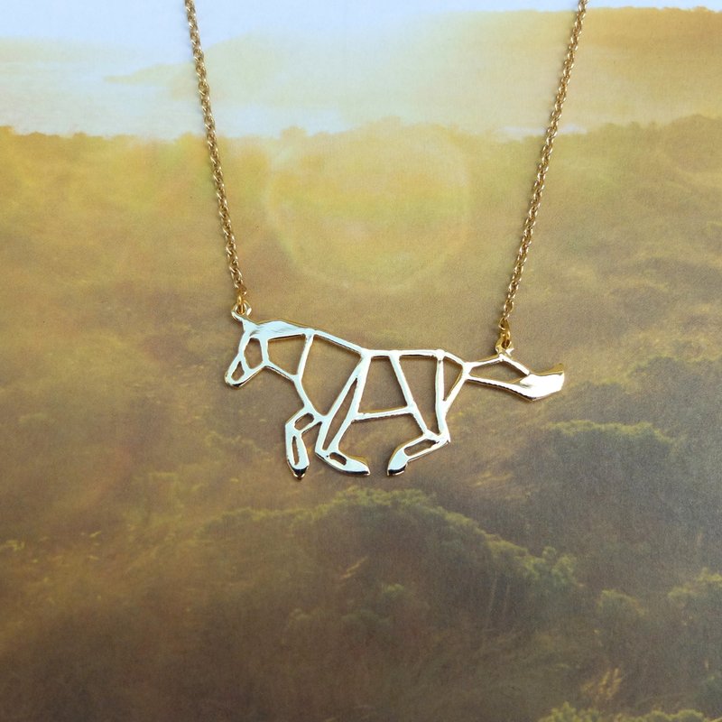 奔马形状项链，折纸风格，镀金。 - 项链 - 铜/黄铜 金色