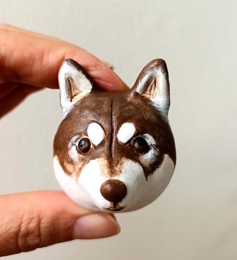 礼物/定制化/宠物/居家办公室疗愈/手工捏塑非模型/西伯利亚犬磁 - 冰箱贴/磁贴 - 粘土 