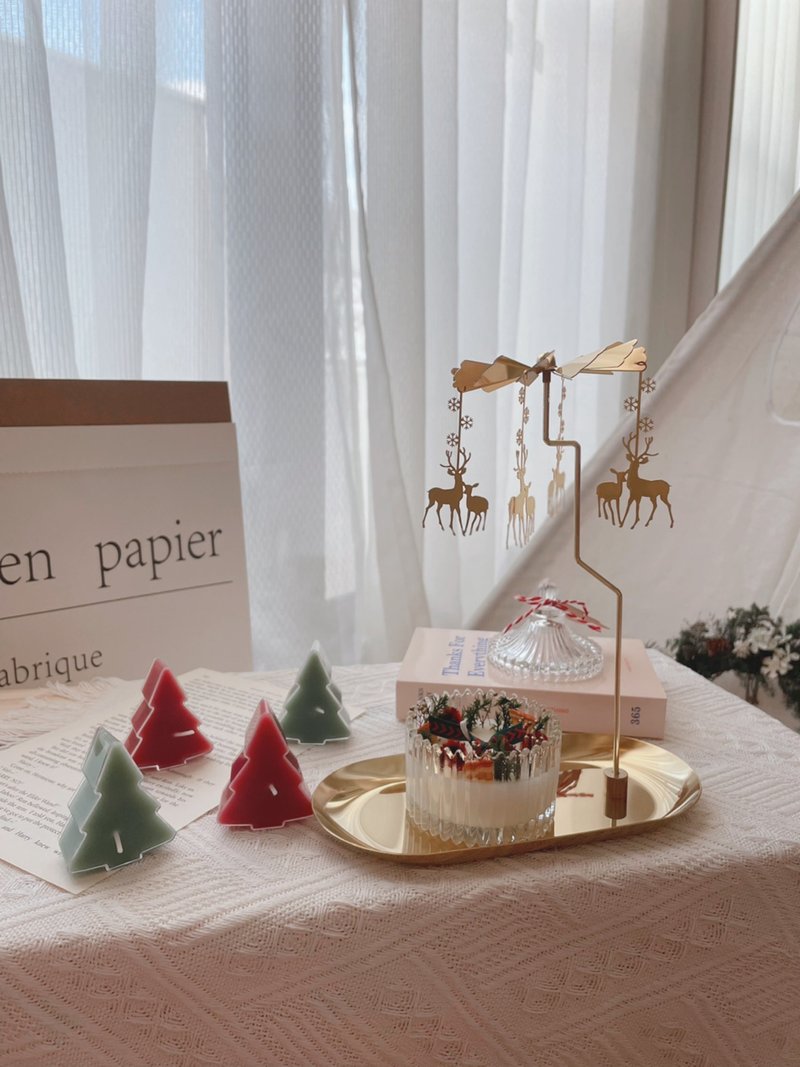 【香氛精灵】圣诞礼物 旋转烛台蜡烛杯+茶蜡圣诞礼盒 - 香薰/精油/线香 - 蜡 