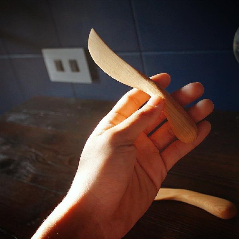 日本桧木无垢抹刀 - 餐刀/叉/匙组合 - 木头 