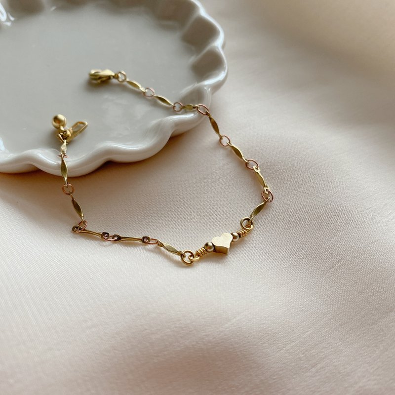 好心情 - 爱心黄铜手链 - 手链/手环 - 铜/黄铜 金色