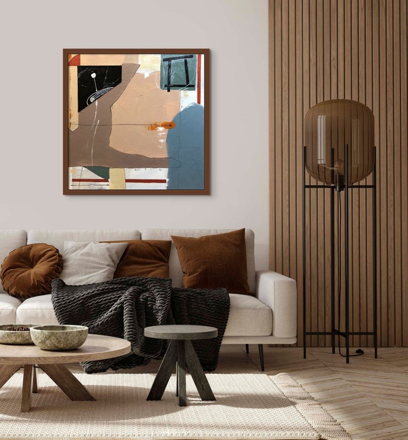 原创大型帆布艺术、金箔画、大型墙面艺术、纹理艺术 - 墙贴/壁贴 - 棉．麻 橘色