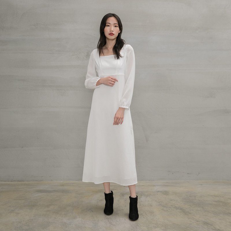 余韵漫漫方领洋装 Tender Soul Square Neck  Dress D182 - 洋装/连衣裙 - 其他人造纤维 多色