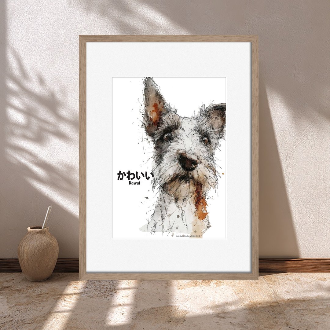 装饰画-小狗| 挂画| 弥月礼| 儿童房布置| 海报| 圣诞礼物 - 画框/相框 - 纸 卡其色