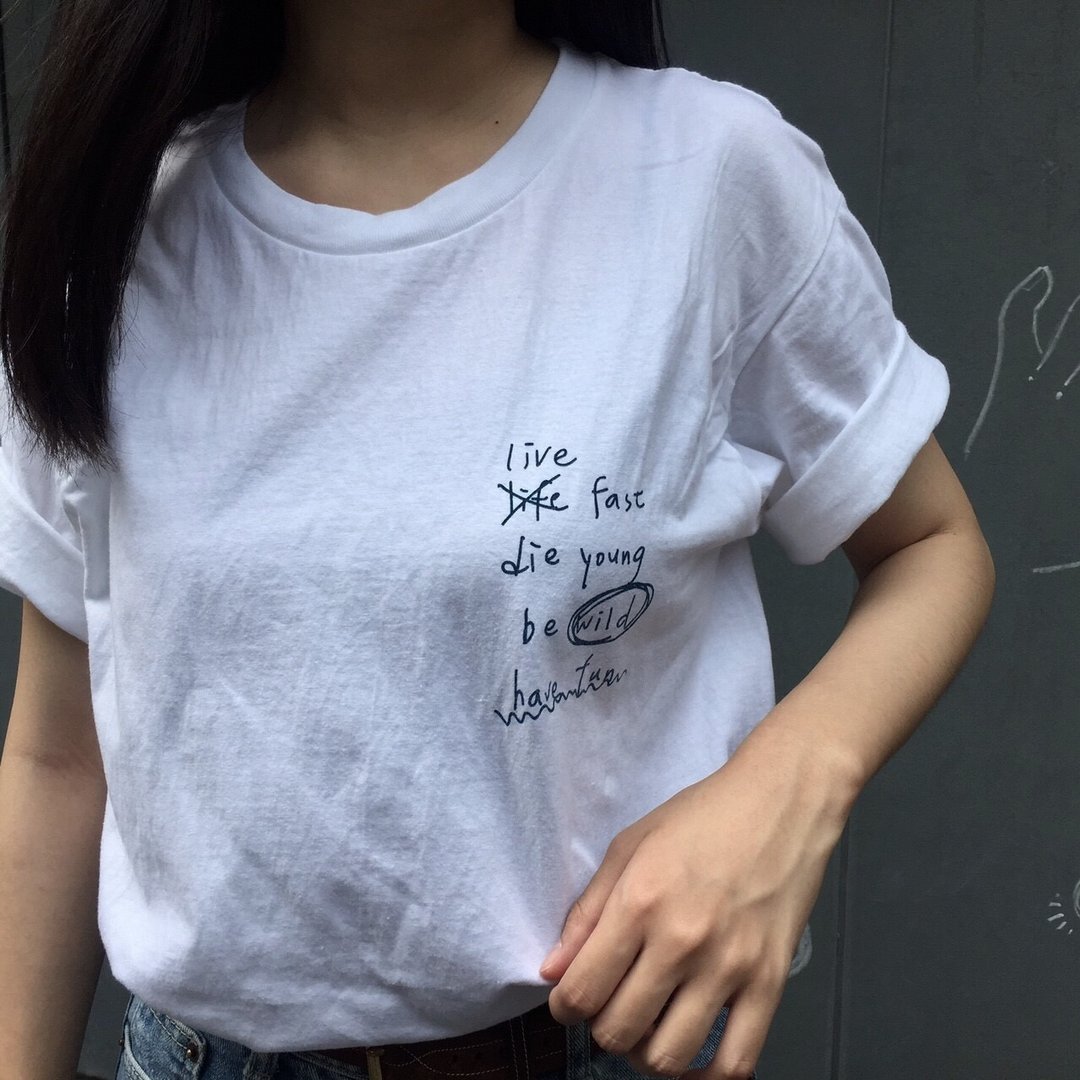 Live fast/t-shirt 上衣 - 女装 T 恤 - 棉 白色