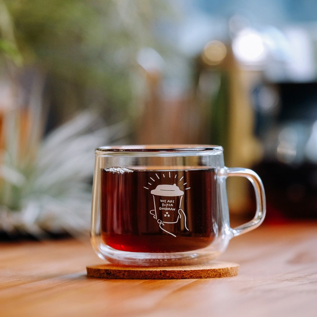 WHOSMiNG × GOODGLAS - GOODMAN ROASTER 双层玻璃杯180ml - 玻璃杯 - 玻璃 白色