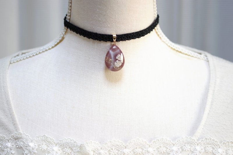 树脂艺术 方形吊坠・夜色深处 - 项链 - 树脂 咖啡色