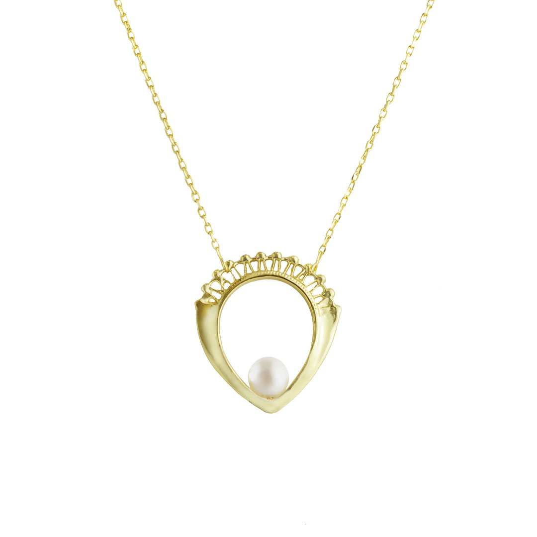 花边设计珍珠项链 AEON GOLD NECKLACE - 项链 - 其他金属 金色