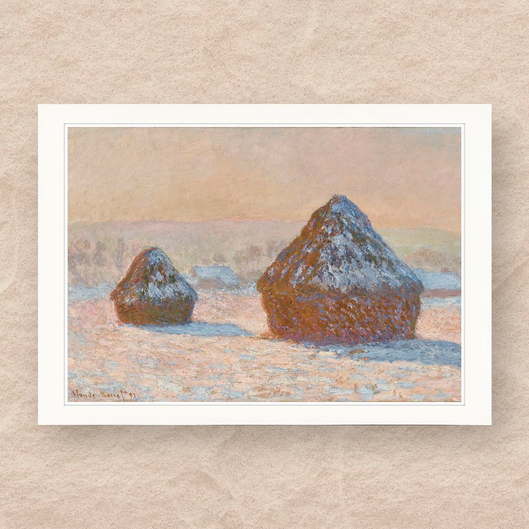 【B4 艺术画卡・B4 Poster】莫内・早晨雪后的稻草堆 - 海报/装饰画/版画 - 纸 卡其色