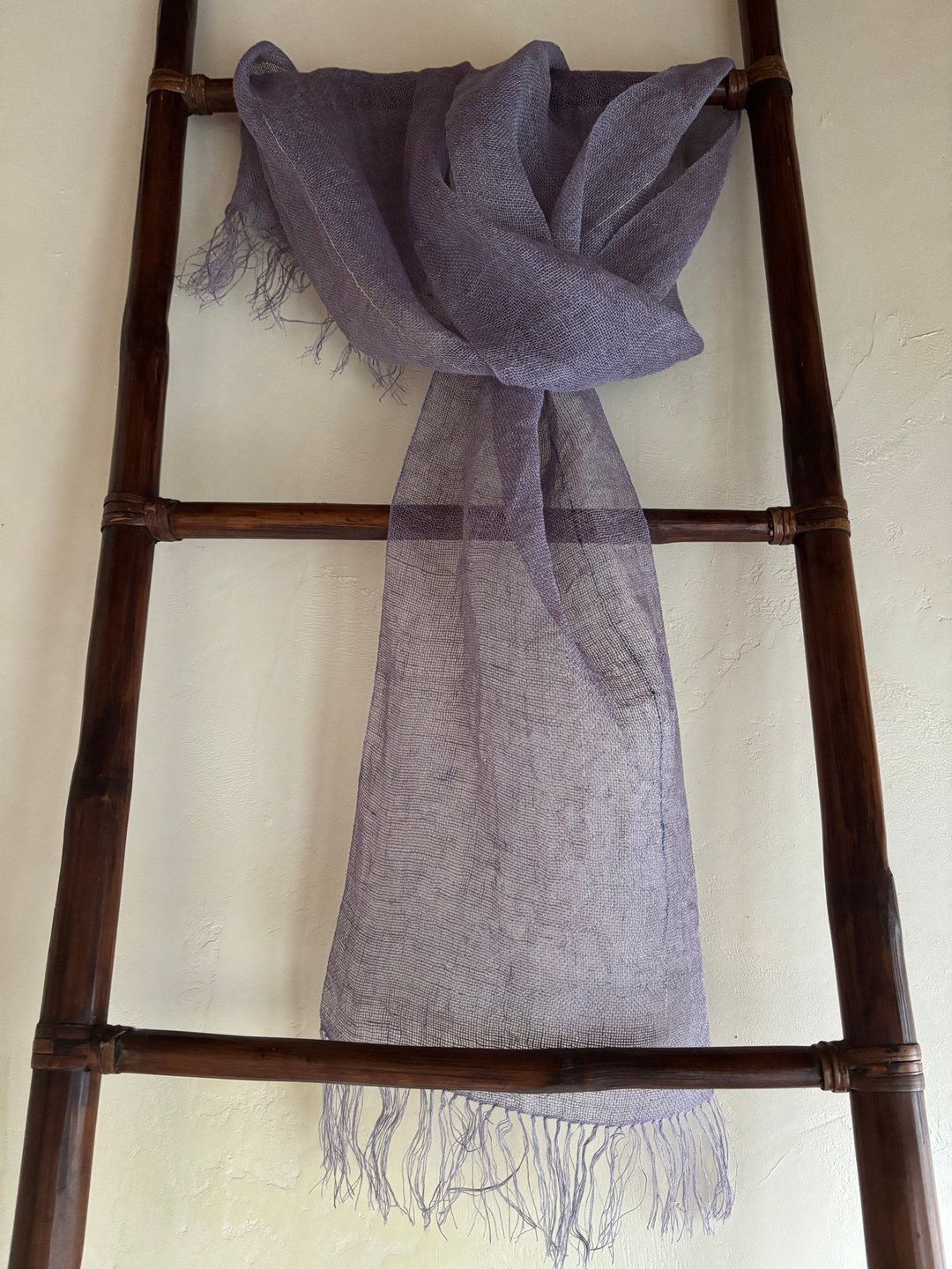Hand Woven Hemp Stole I - 丝巾 - 棉 紫色