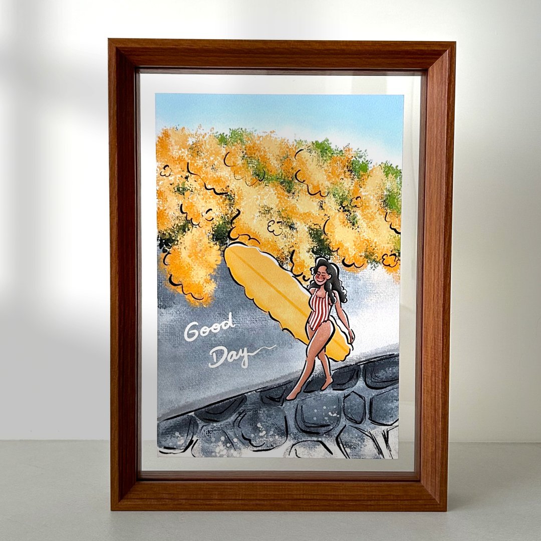 夏日海岛风插画 Good Day 水彩纸直喷含画框 居家疗愈装饰 - 海报/装饰画/版画 - 纸 白色