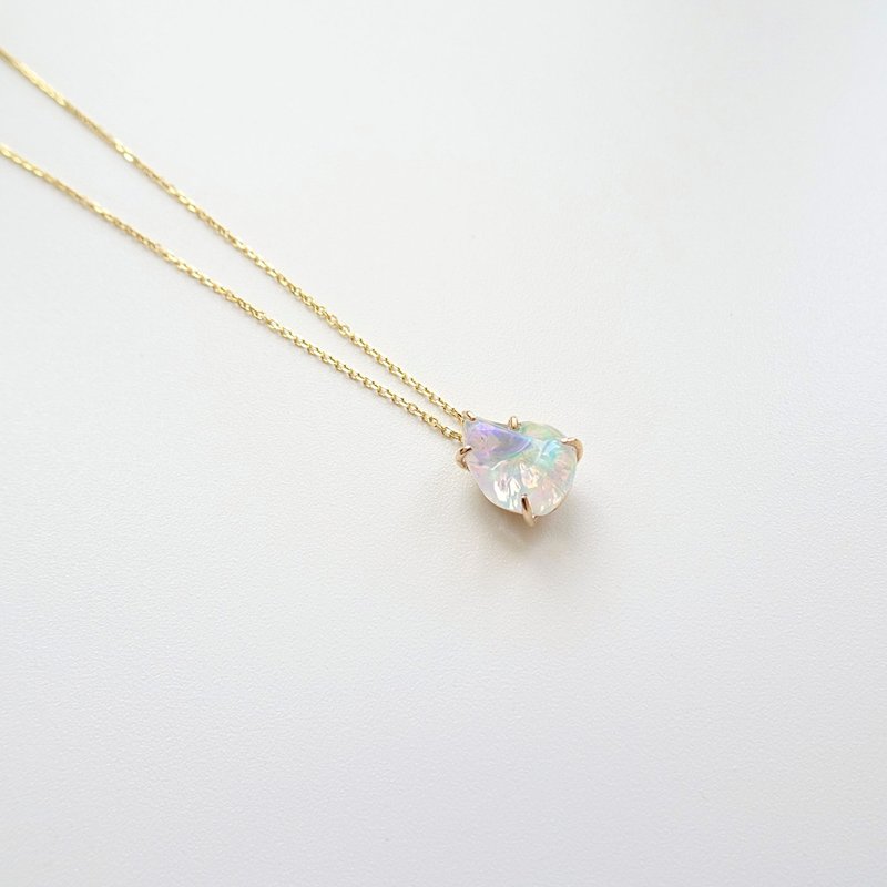 限量现货 - 墨西哥蛋白石不规则形爪镶纯 18K 黄金项链 1.12ct - 项链 - 宝石 透明