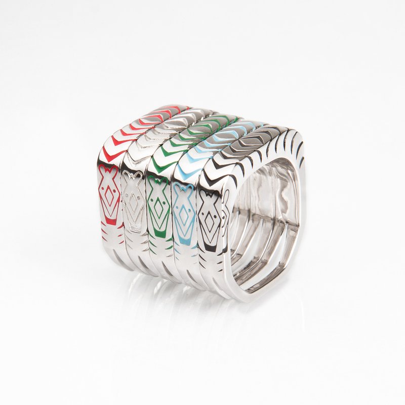 线条动物园系列    斑马家族    925银   简约站立戒指 - 戒指 - 银 