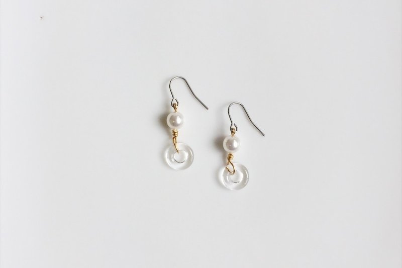 小蛋白 珍珠天然石耳环 - 耳环/耳夹 - 宝石 透明