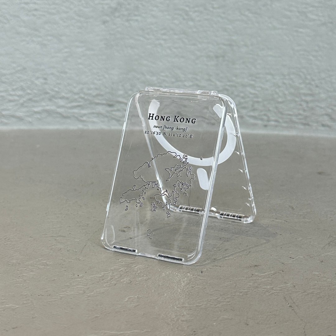 【Hong Kong 手绘地图系列】超轻透不发黄 MagSafe 卡夹支架二合一 - 手机座/防尘塞 - 塑料 透明